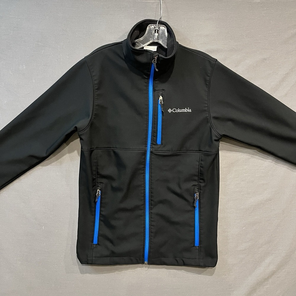 Columbia Ascender Softshell Jacket Men's S Black Zip Up Mock Neck Fleece Lined - Picture 2 of 9
